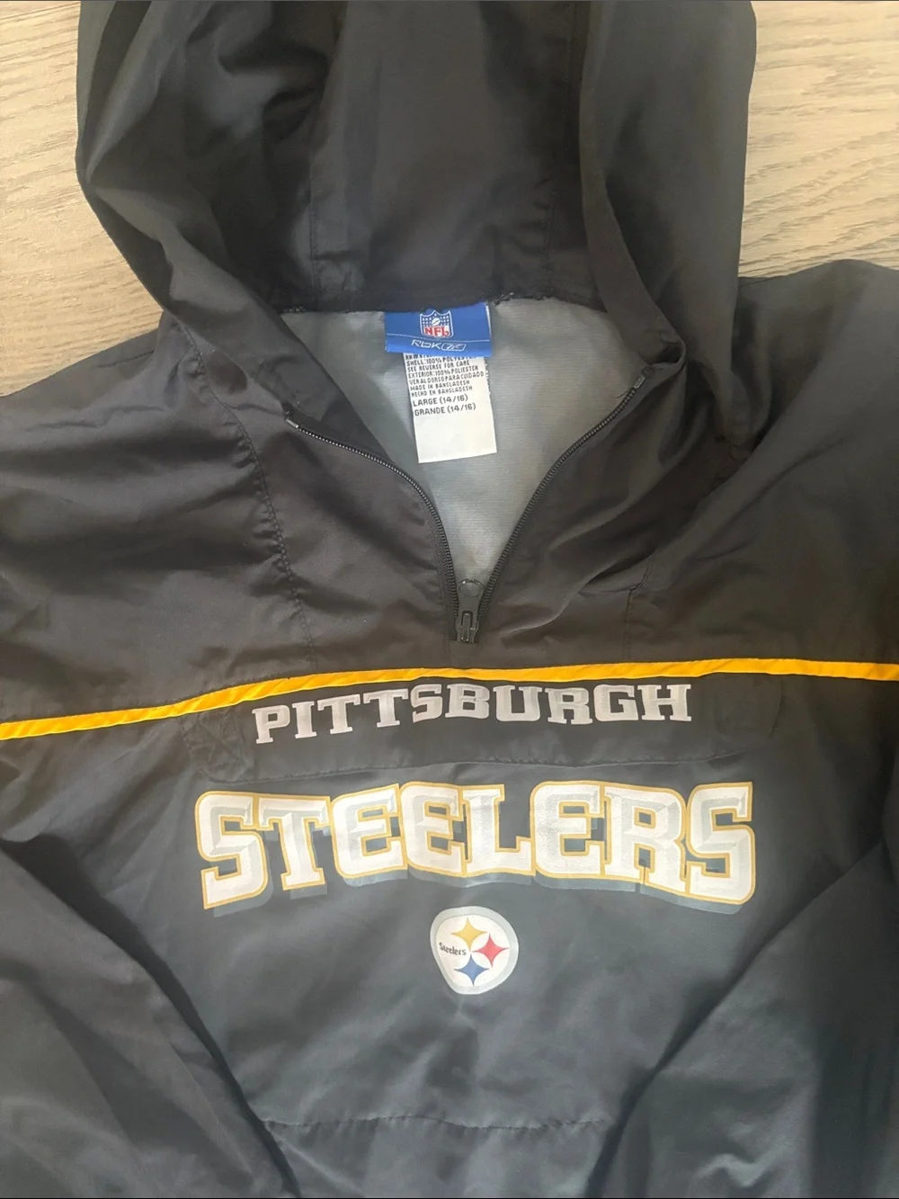 NFL Vintage Pittsburgh Steelers Black & Yellow Hooded Rain Pullover